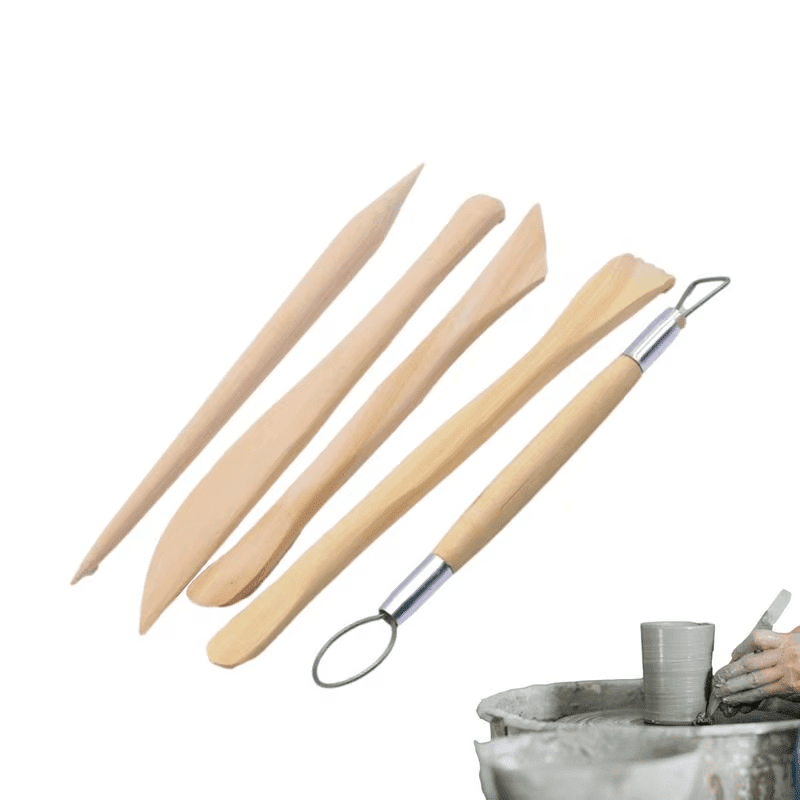 ec2262dc65a3109acd075cea00f4e03e.png 5-Piece Clay Sculpting Tool Set with Wooden Handles for Shaping and Modeling Air Dry Clay - Ideal for Home and School Use - Image 1