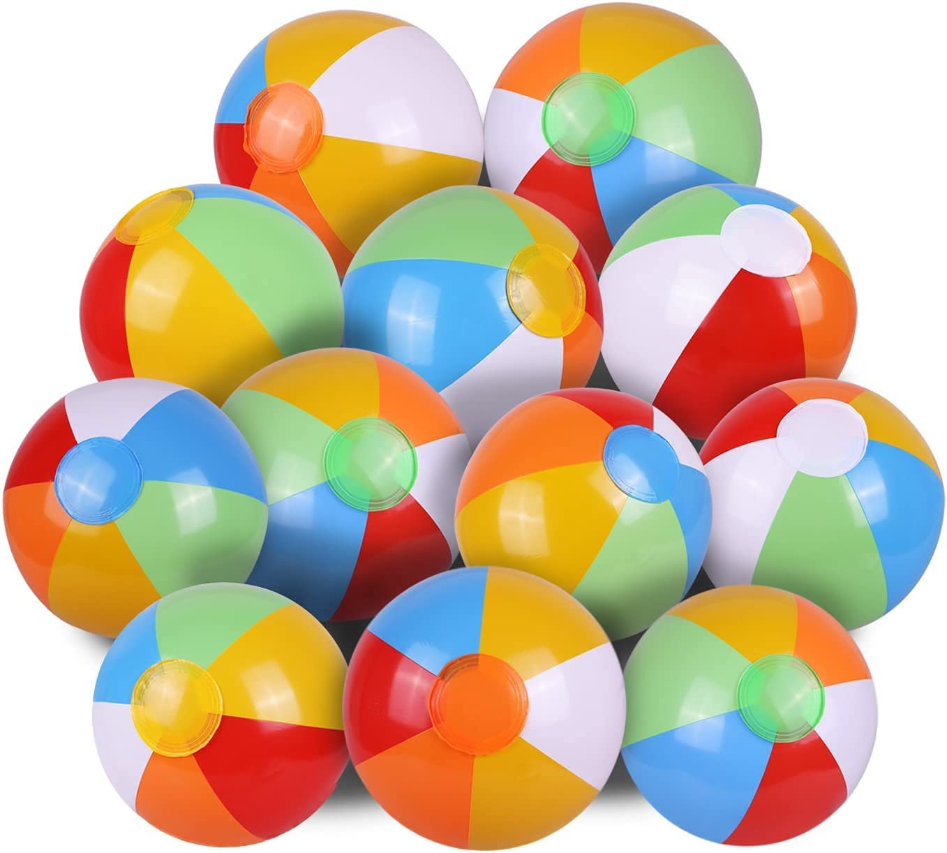 b607c5663cb506fb96f4b09ad8944095.png 12-Pack Inflatable Rainbow Beach Balls - Perfect for Kids' Birthday Parties, Luau Decorations, and Summer Water Fun! - Image 1