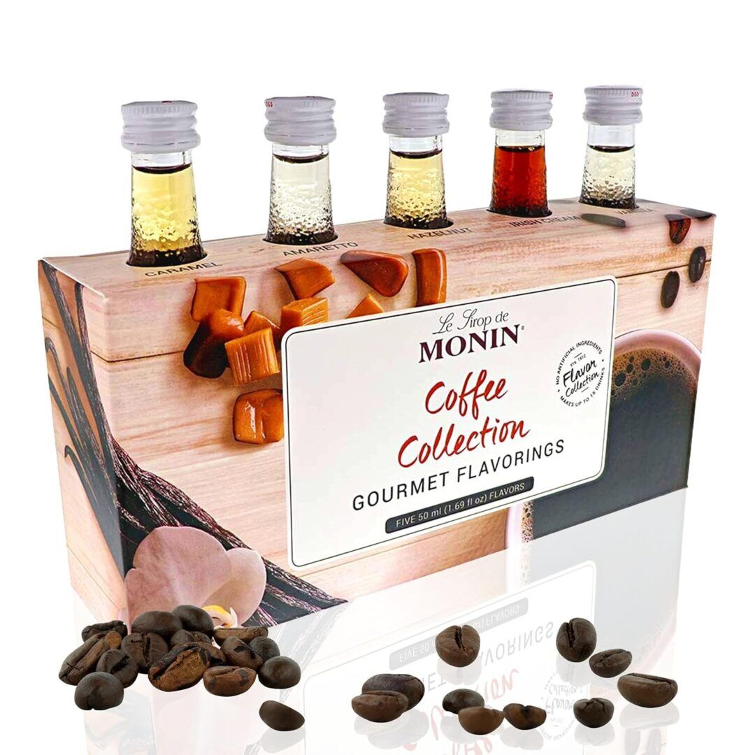 7b0af18d3587d0f7b98290a738f86007.jpg Gourmet Flavorings Premium Coffee Collection - Indulge in Caramel, Amaretto, French Hazelnut, Irish Cream & Vanilla | Non-GMO, Gluten-Free, Perfect for Coffee, Tea & Lattes | 50ml Bottles - Image 1
