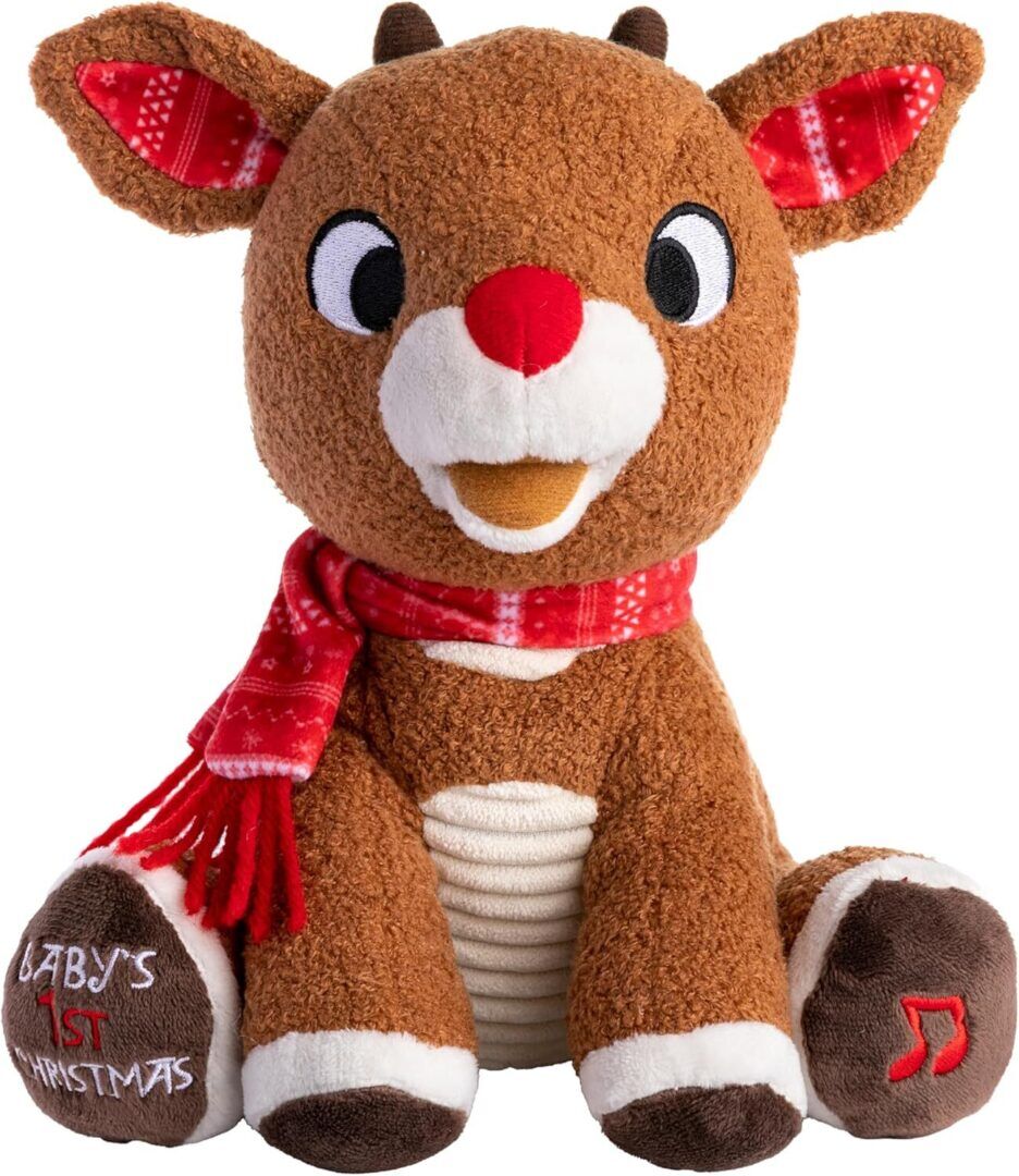 ae33305b83856ebfc4f9793b1bccdb6f.jpg Musical Santa Claus Rudolph Plush - Perfect Baby's First Christmas Gift, 8 Inches - Image 1