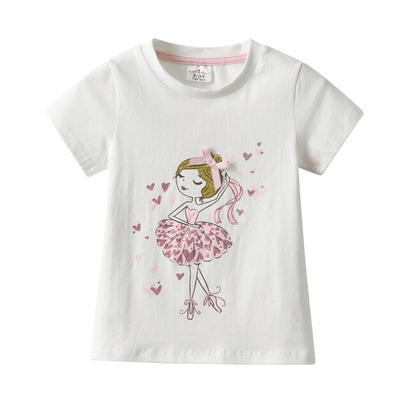 Summer Unicorn T-Shirt for Girls: Cartoon Cotton Kids Tops and Tees for Toddlers' Clothing Ages 3-8 - Image 1