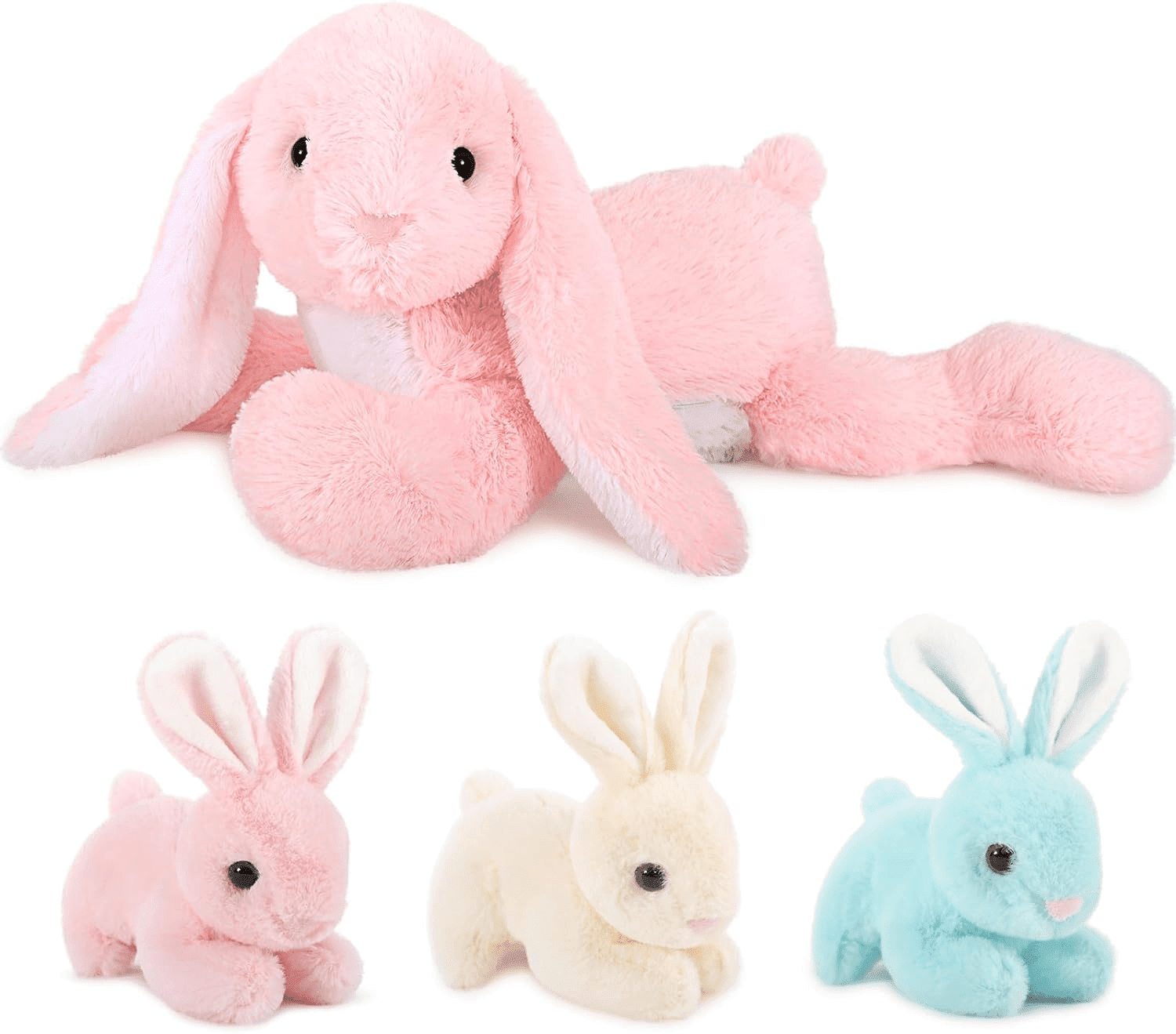 9a6215e5342fc6c457fcd532fa76b005-1.png "Adorable 24" Giant Bunny Stuffed Animal Set with 3 Baby Bunnies - Perfect Easter Gift for Kids!" - Image 1