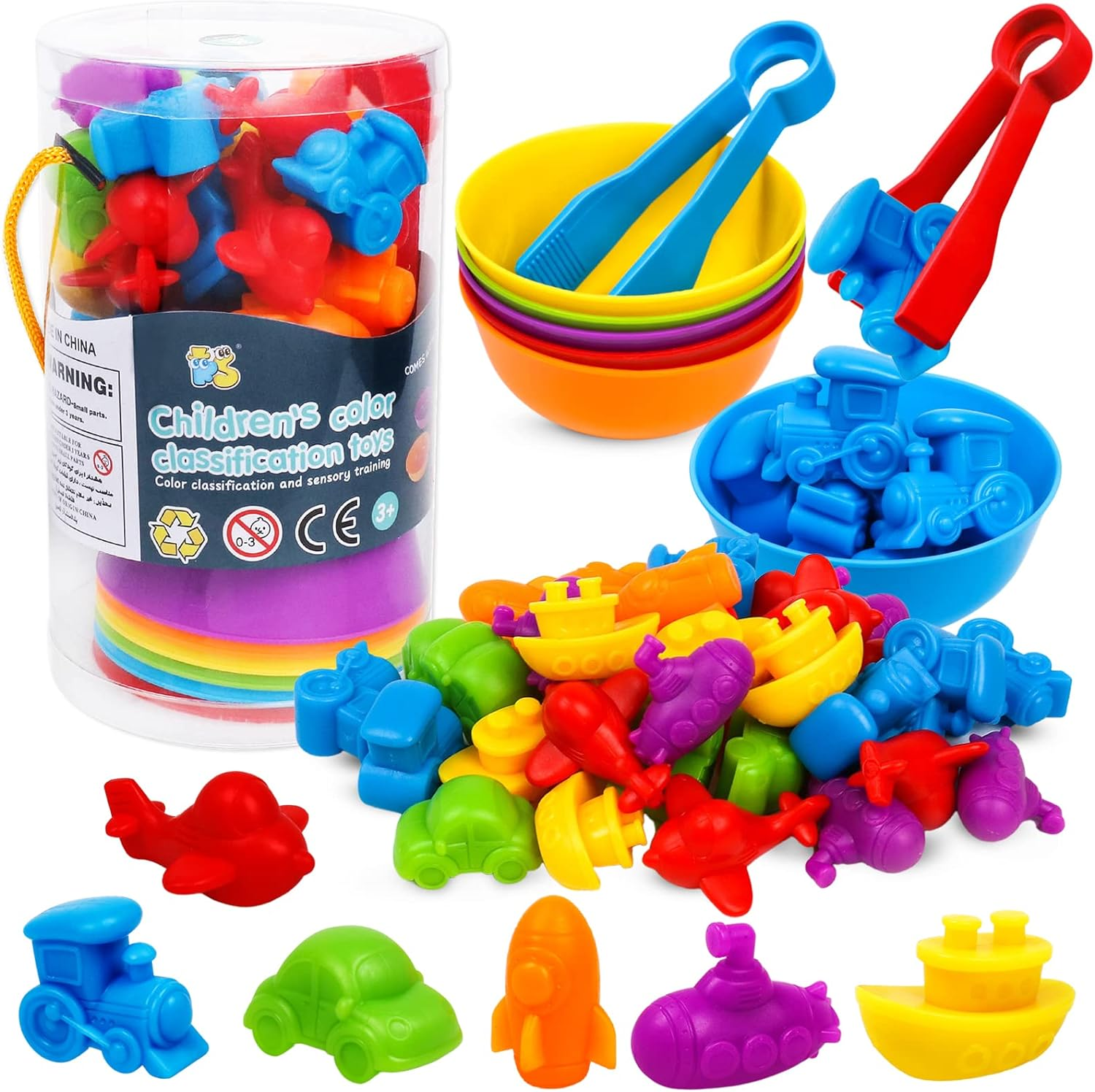 "Rainbow Transport Counting Game for Preschoolers: Educational Fine Motor Skills Activity Set" - Image 1
