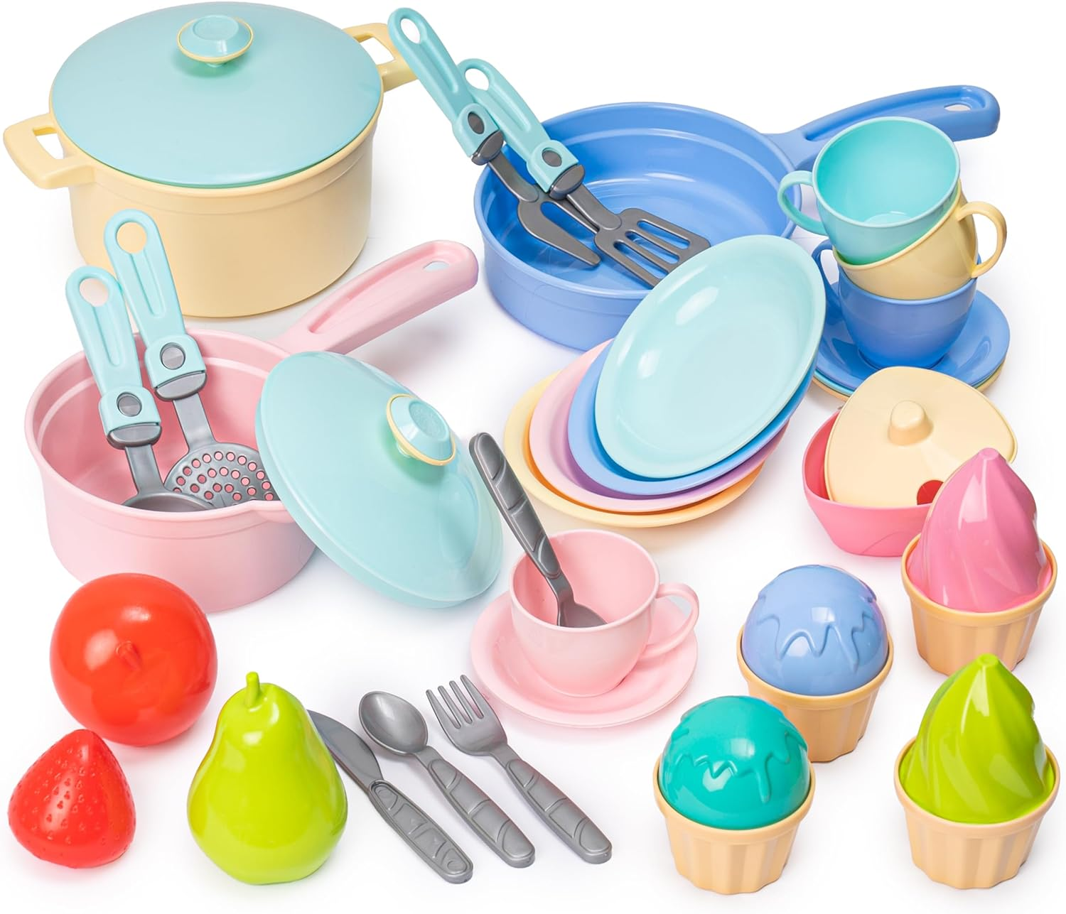 "Deluxe 49-Piece Kids Play Kitchen Set with Toy Pots, Pans, and Play Food - Pretend Cooking Utensils for Boys and Girls Ages 3+" - Image 1