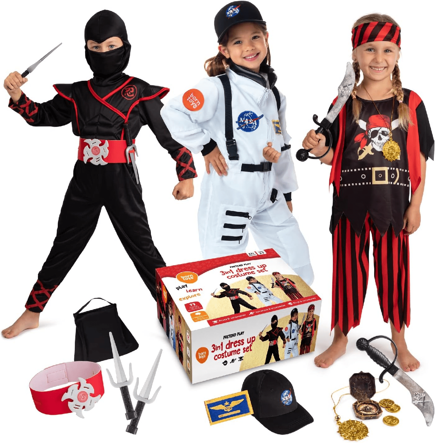 " Kids Dress-Up Costume Set - Ages 3-7, Washable Pretend Play Clothes" - Image 1