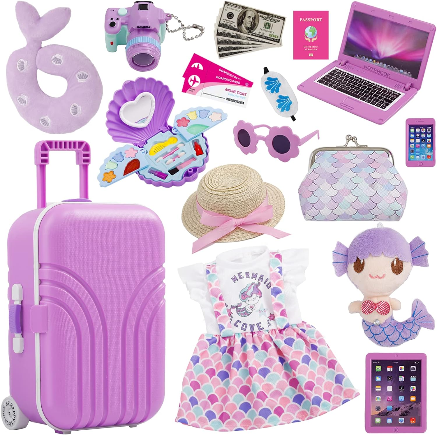 8b03cb2852a4abcc5b74b43ba0f822a1.png "Mermaid Adventure Doll Travel Set for 18-Inch Dolls" - Image 1