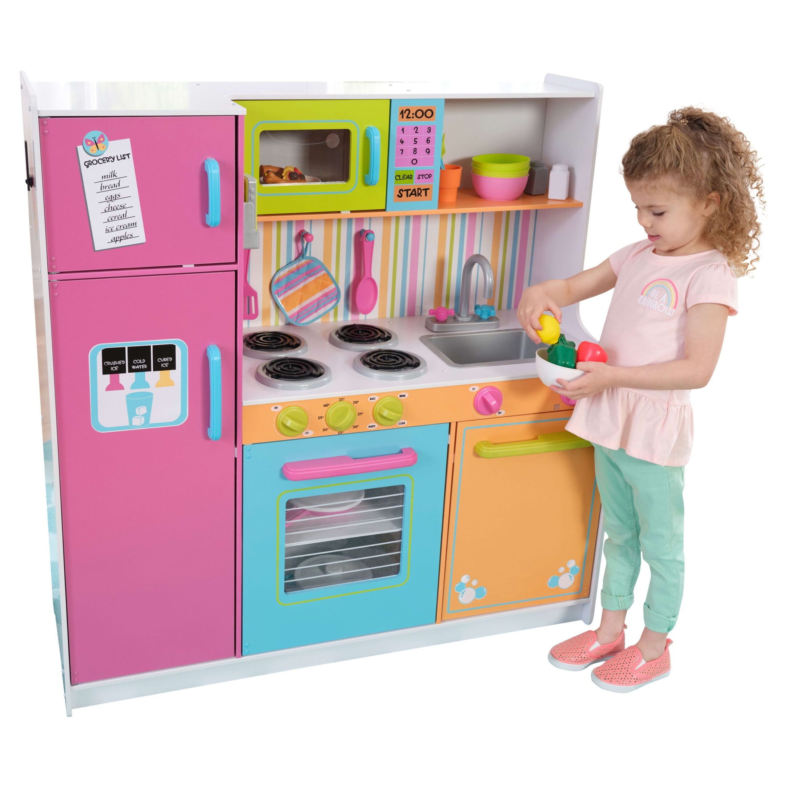 Deluxe Wooden Play Kitchen for Kids with Neon Colors by - Image 1