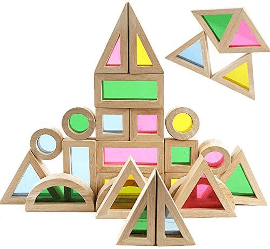 "Rainbow Stacker Building Blocks Set - Educational Wooden Toys for Kids" - Image 1