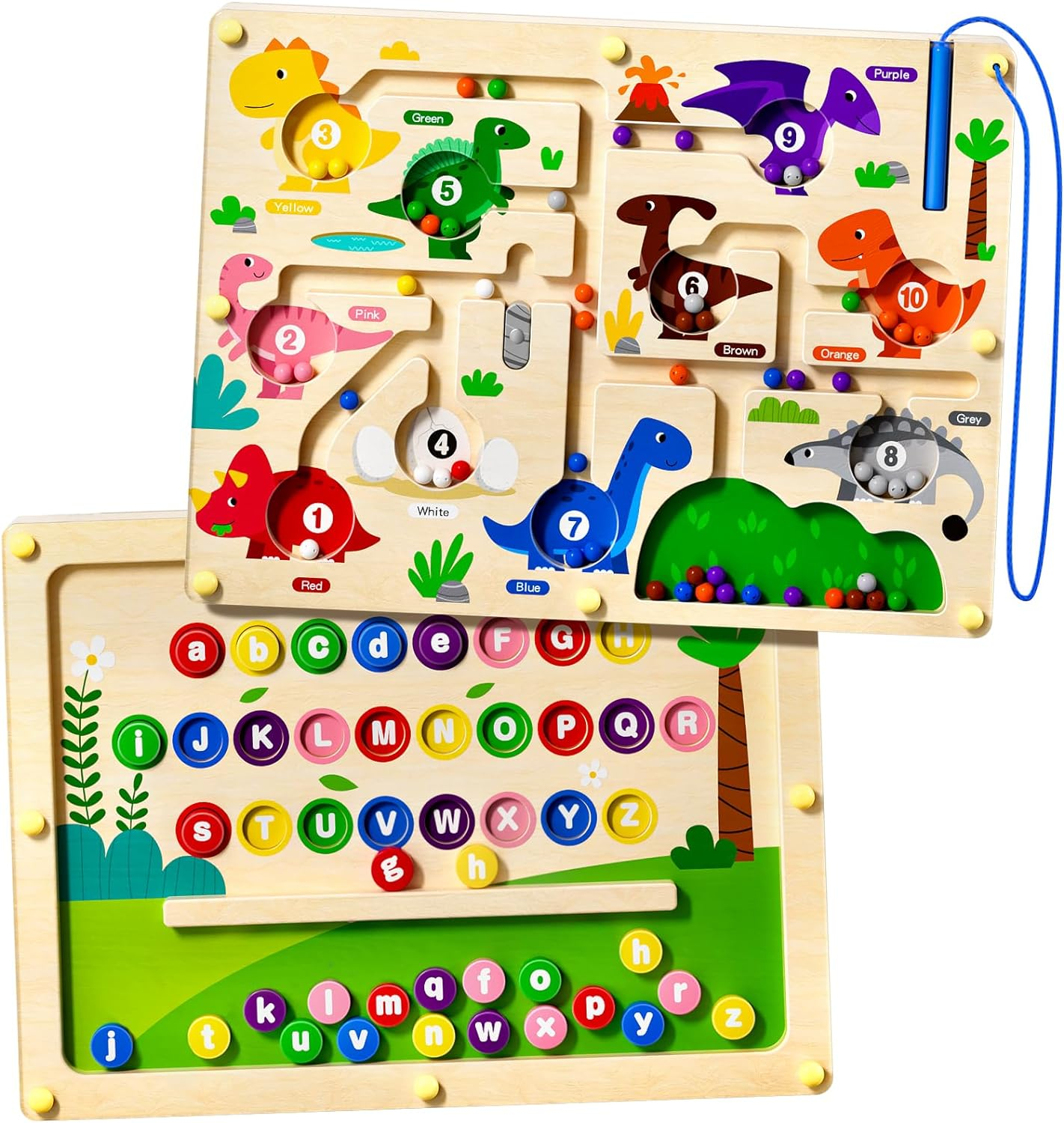 d76fa76df7fdb7141f5f1127ef21e8fa.png "Double-Sided Magnetic Dinosaur Maze & Alphabet Puzzle Board - Educational Toy for Preschoolers!" - Image 1