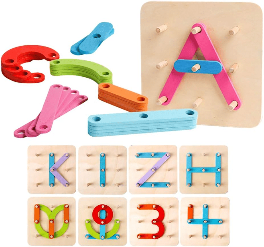 1b553aac4461d33b800e16e8db2c3e14.png "Wooden Letter and Number Activity Set for Preschoolers - Educational Pegboard Shape Sorter Toy for Boys and Girls" - Image 1