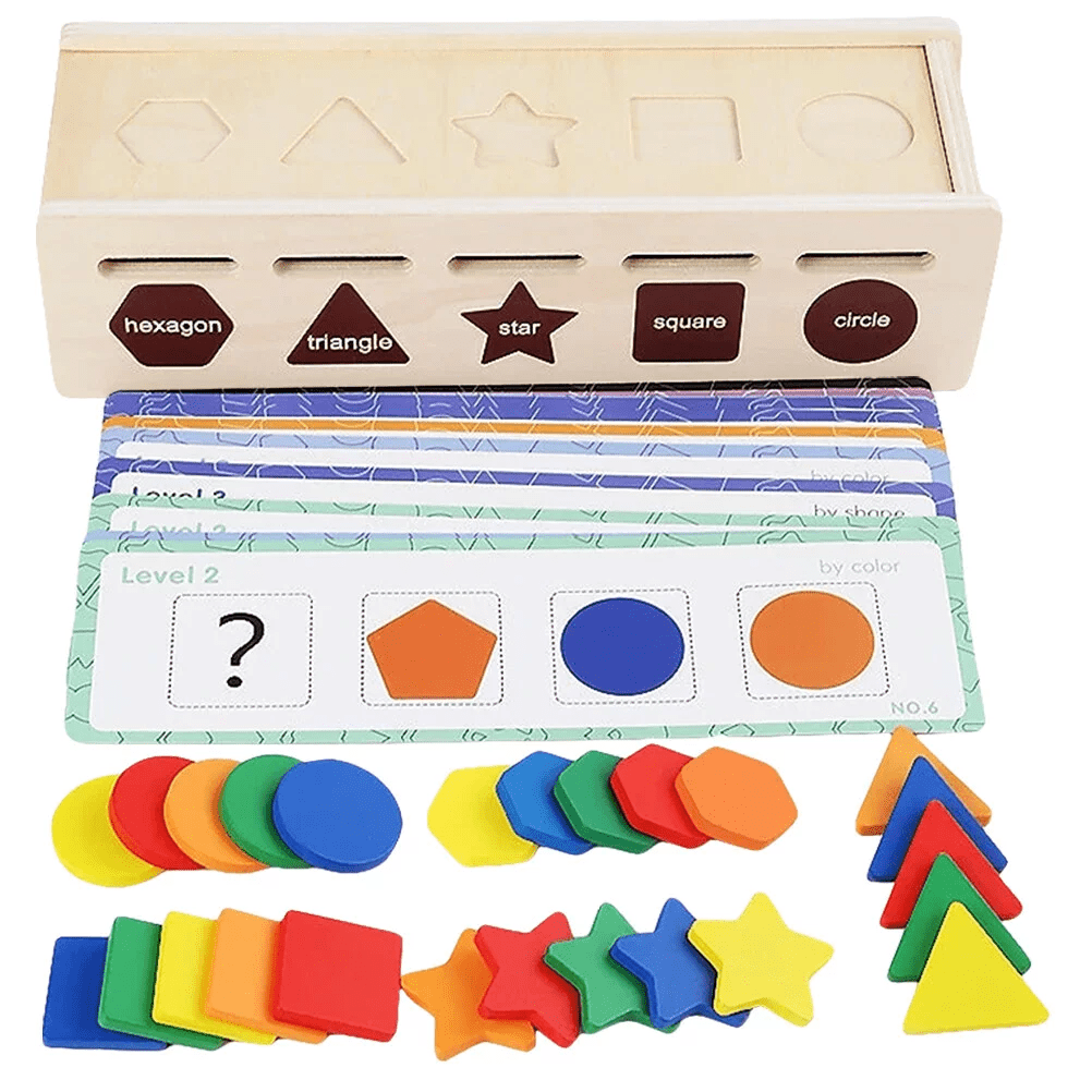 Color Shape Matching Wooden Box Set for Finger Training - Educational Kids Toy - Image 1