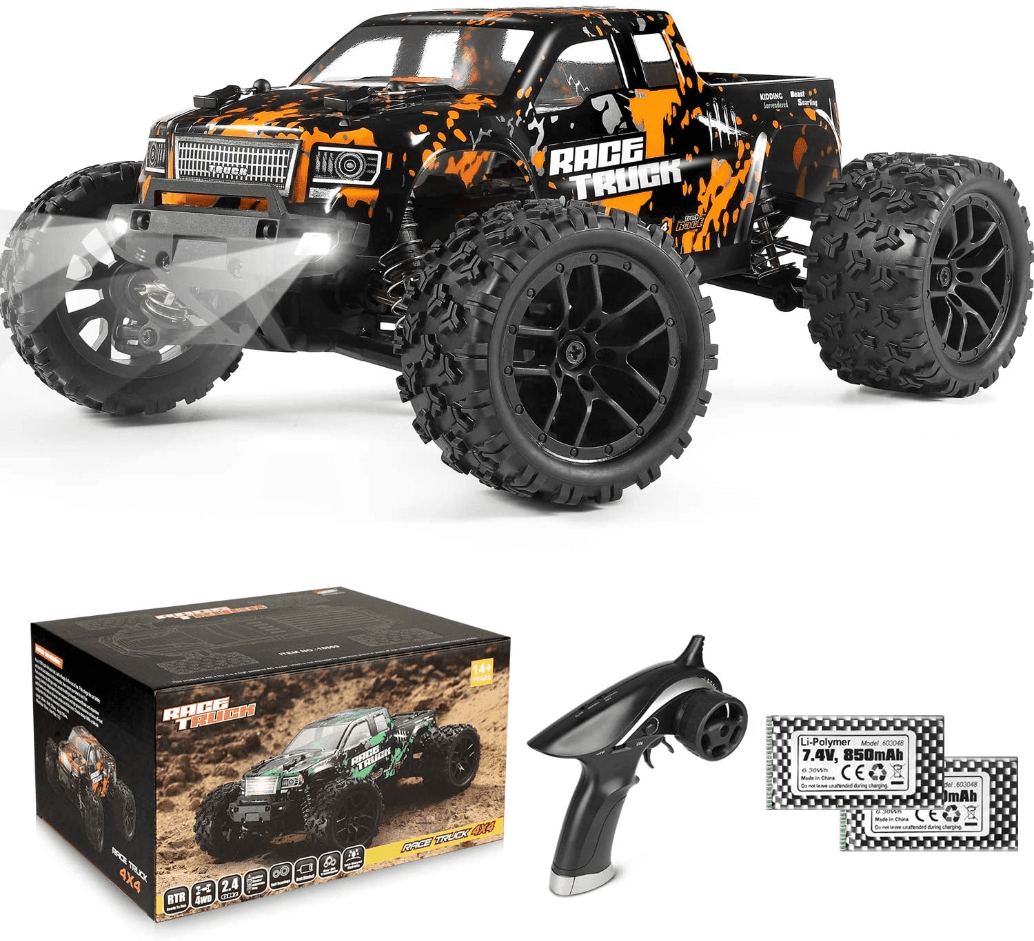 93e2fd9eeccd035bbce971b8c1ec213b.png "High-Speed 1:18 Scale RC Monster Truck - Waterproof, Electric Powered, All Terrain Off-Road Remote Control Truck with 2 Batteries - Perfect Xmas Gift for Kids and Adults!" - Image 1