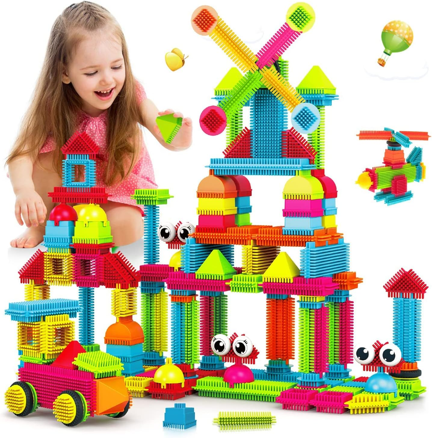 STEM Building Toys, ST5 144 Pcs Bristle Shape 3D Tiles Set Construction Learning Stacking Educational Block, Creativity beyond Imagination, Inspirational, Recreational Toy for Kids Ages 3-8 - Image 1