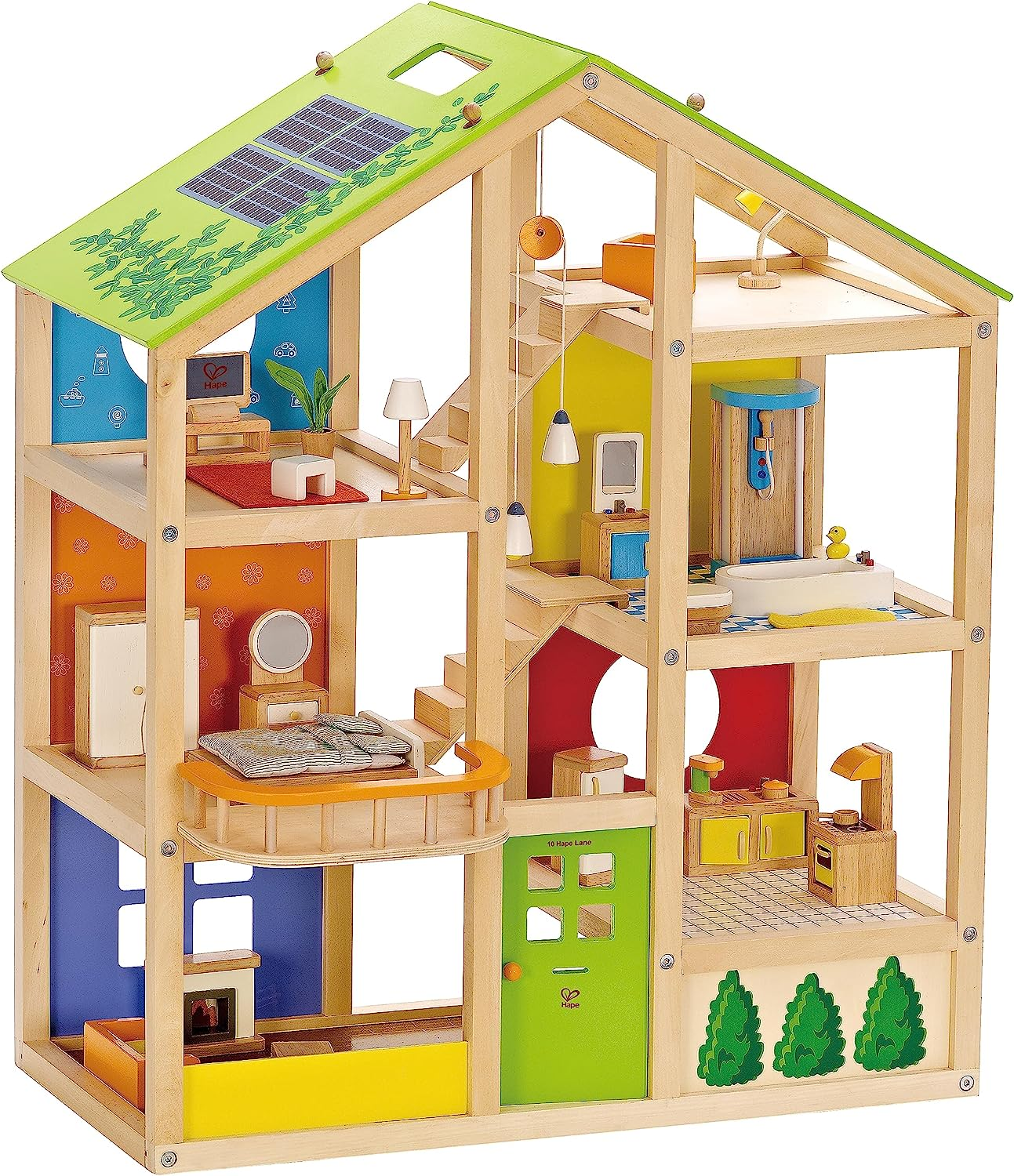 7d0e3b99d5d572d12e31829d322a285c.png All Seasons Kids Wooden Dollhouse by | Award Winning 3 Story Dolls House Toy with Furniture, Accessories, Movable Stairs and Reversible Season Theme L: 23.6, W: 11.8, H: 28.9 Inch - Image 1