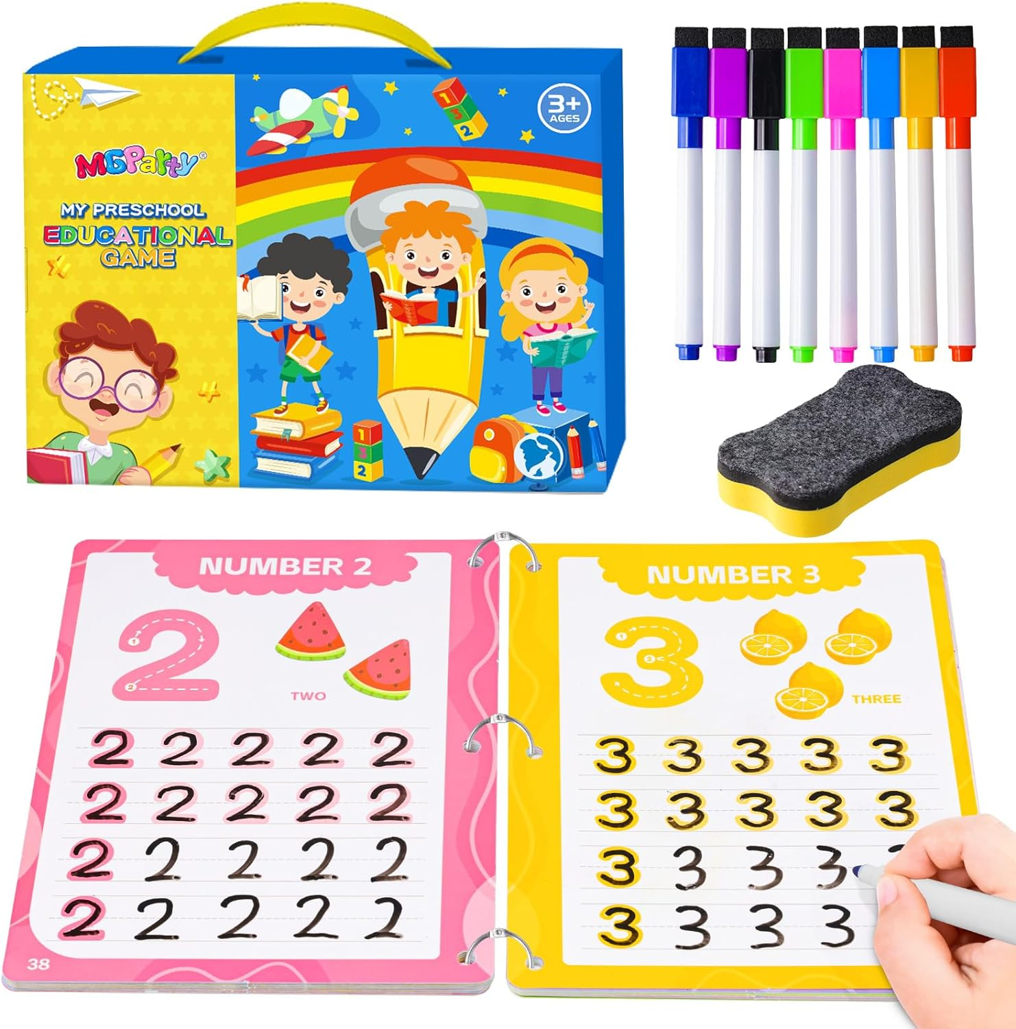 Preschool Learning Activities, 62 Pages Educational Workbook for Kids, Handwriting Practice, Montessori Toys, Autism Materials, Alphabet Learning, Kindergarten Game with Toys for Toddlers Kids 3-8 - Image 1