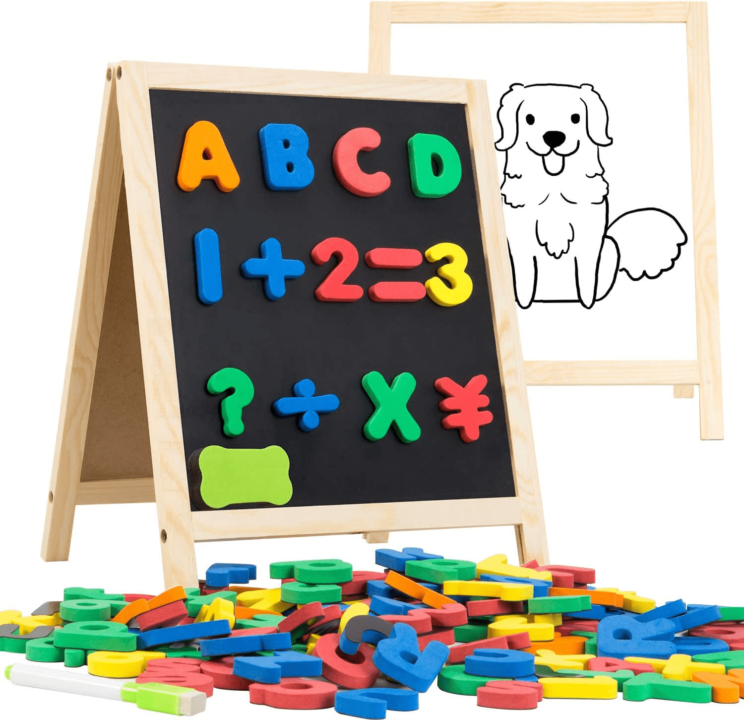 Magnetic Letters and Numbers for Toddlers, Magnetic Board for Kids, ABC Alphabet Magnets, Educational Dry Erase Board - Whiteboard & Chalkboard for Toddlers 1-3 for Writing & Drawing - Image 1