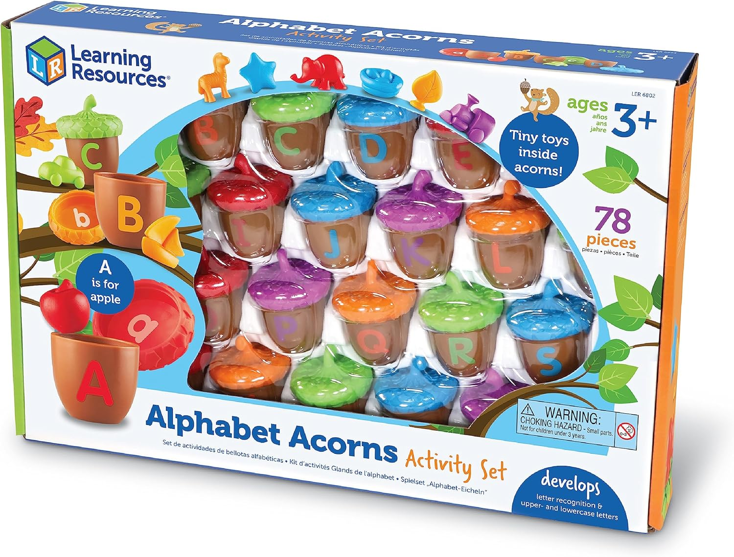 c521d21fd2ab1ad73186d3b14ae6ce0e.png Alphabet Acorns Activity Set, Develops Letter Recognition, Educational Toys for Toddlers, Homeschool, Visual & Tactile Learning Toy, 78 Pieces, Ages 3+ - Image 1