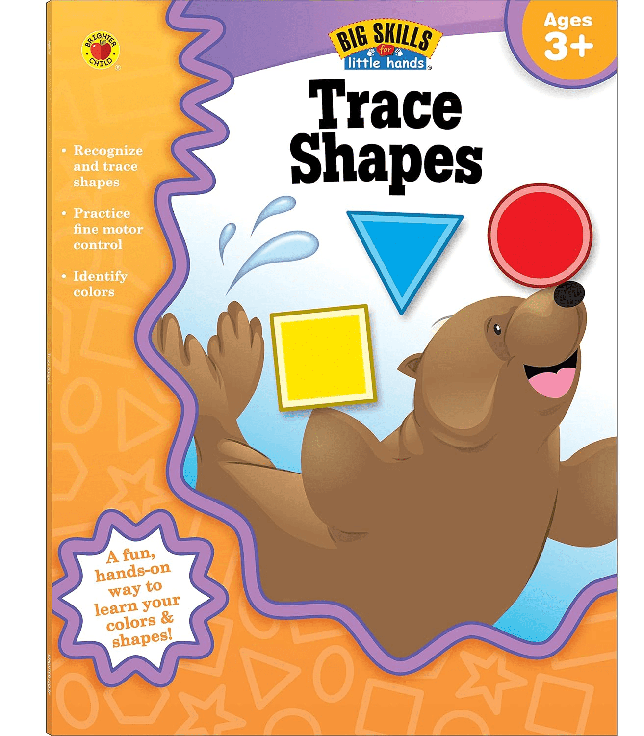 Big Skills for Little Hands® Trace Shapes Workbook—Learning Shapes, Colors, Fine Motor Skills, Tracing Activity Book for Preschool–Kindergarten (32 Pgs) - Image 1