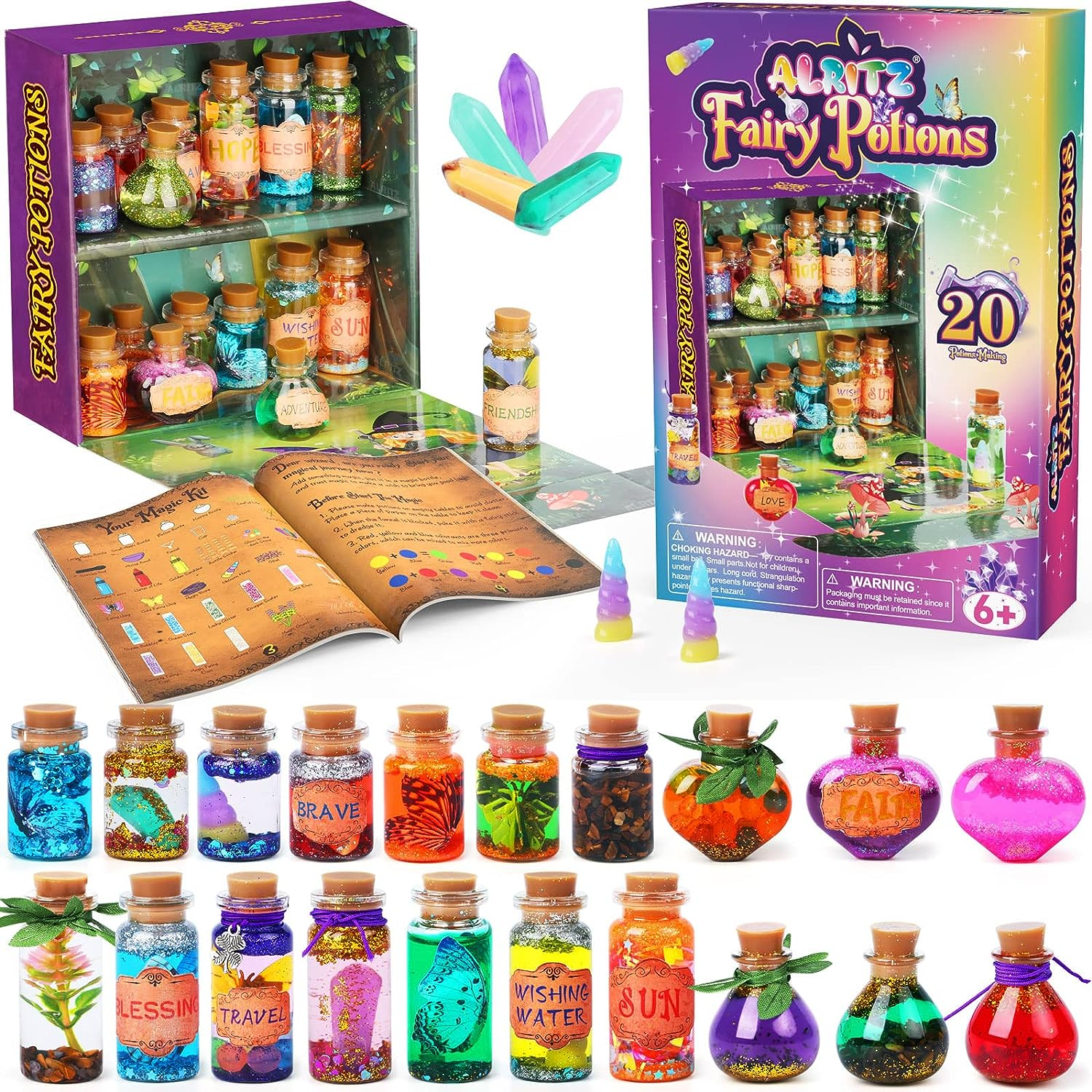" Fairy Potions Kit - Magical Mix Kit with 20 Bottles for Enchanting Halloween Decor, Garden Crafts, and Birthday Gifts - Ideal for Girls Ages 6-10" - Image 1