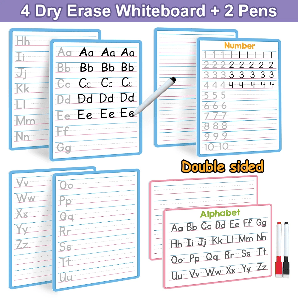 Double-Sided Dry Erase Alphabet and Number Tracing Board for Kids - Handwriting Practice and Letters Learning - Image 1