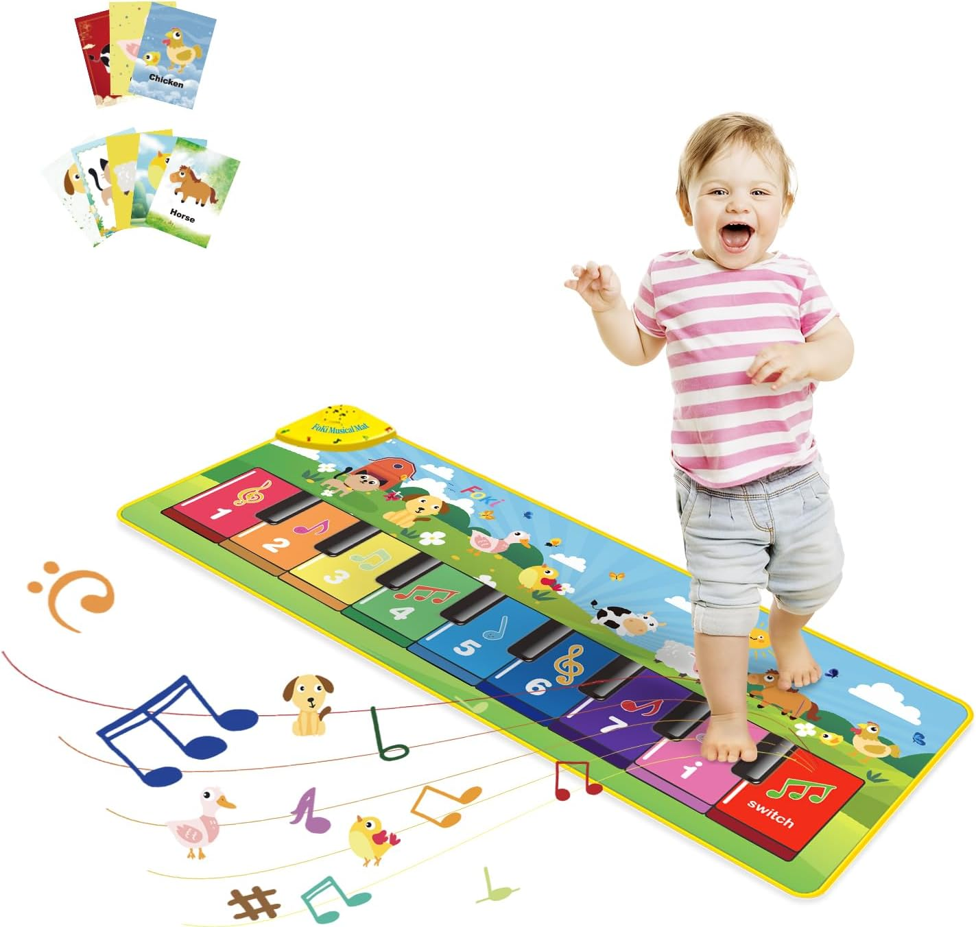 " Interactive Floor Piano Mat - Sensory Musical Playmat for Toddlers & Kids, Fun Dancing Keyboard with Animal Sounds, Perfect Birthday Gift for Boys & Girls Ages 1-5!" - Image 1