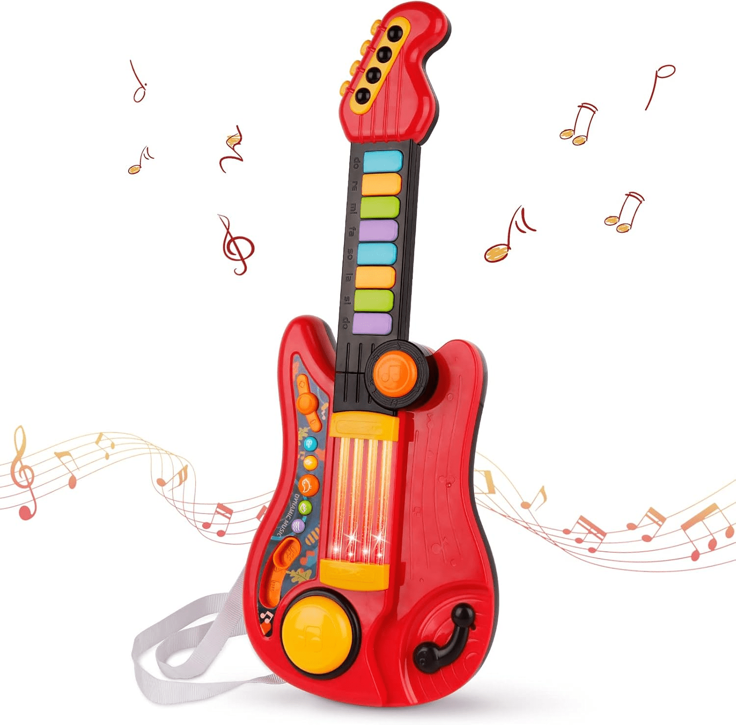"2-in-1 Kids Guitar & Piano - Electric Musical Toy for Toddlers, Perfect Gift for 3-5 Year Old Boys & Girls (Red)" - Image 1