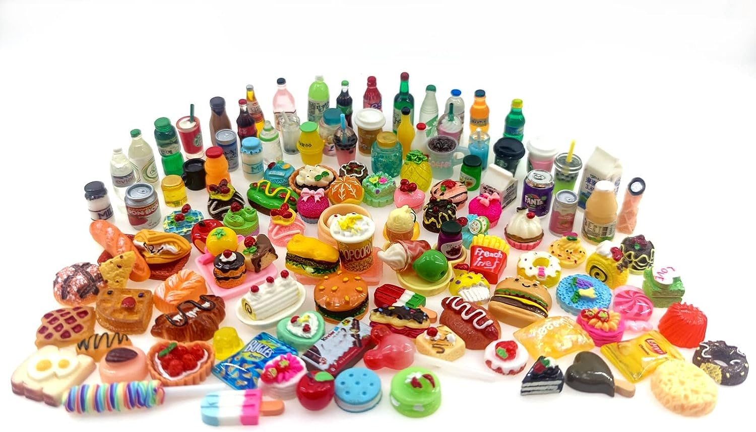 ad77ae43a89ae65e8d0b30e94962a78c.png Miniature Food Drink Bottles Pretend Play Kitchen Game Party Toys (10 Bottles + 10 Foods(Random)) - Image 1
