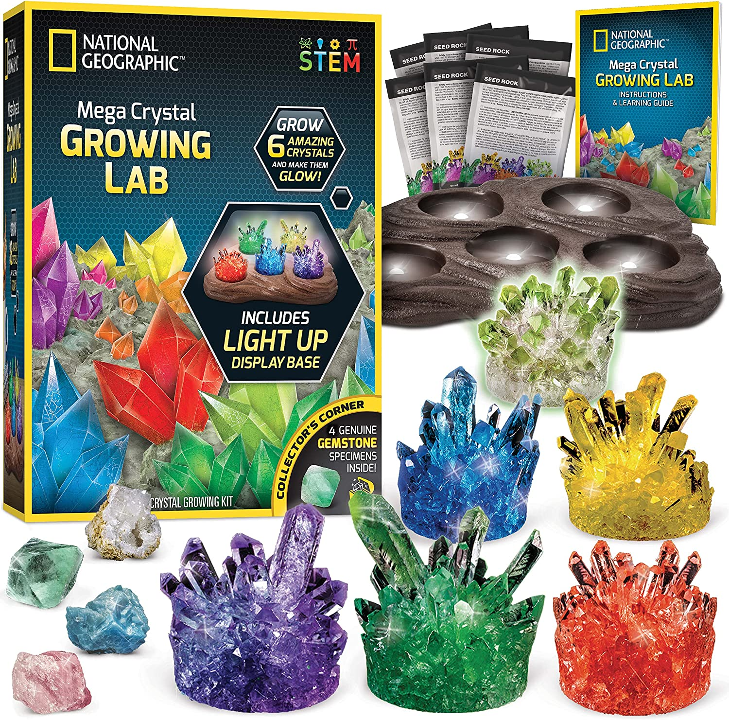 Mega Crystal Growing Kit - Illuminate Your Science Adventure with 6 Stunning Crystals! Perfect Gift for Kids Ages 8-12 - Image 1