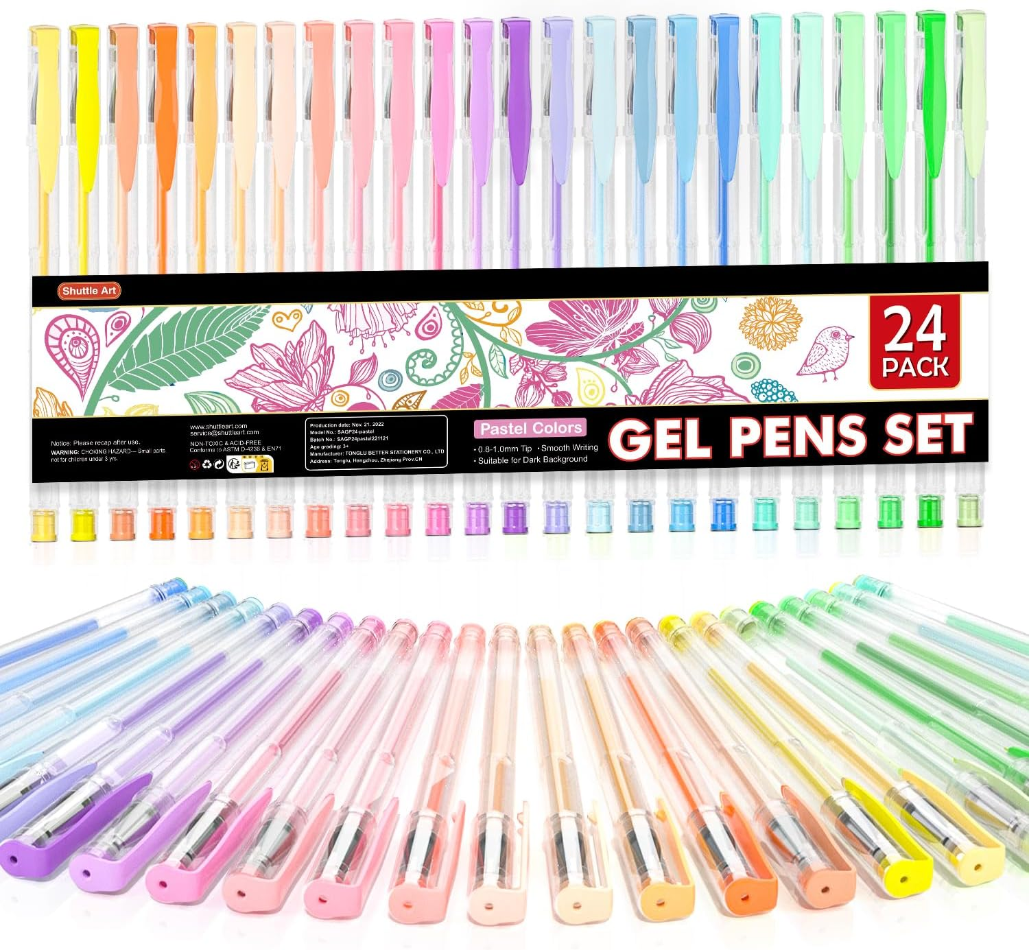 Vibrant  Pastel Gel Pens - 24 Milky Colors for Stunning Black Paper Art, Adult Coloring, Doodling, and Scrapbooking! - Image 1