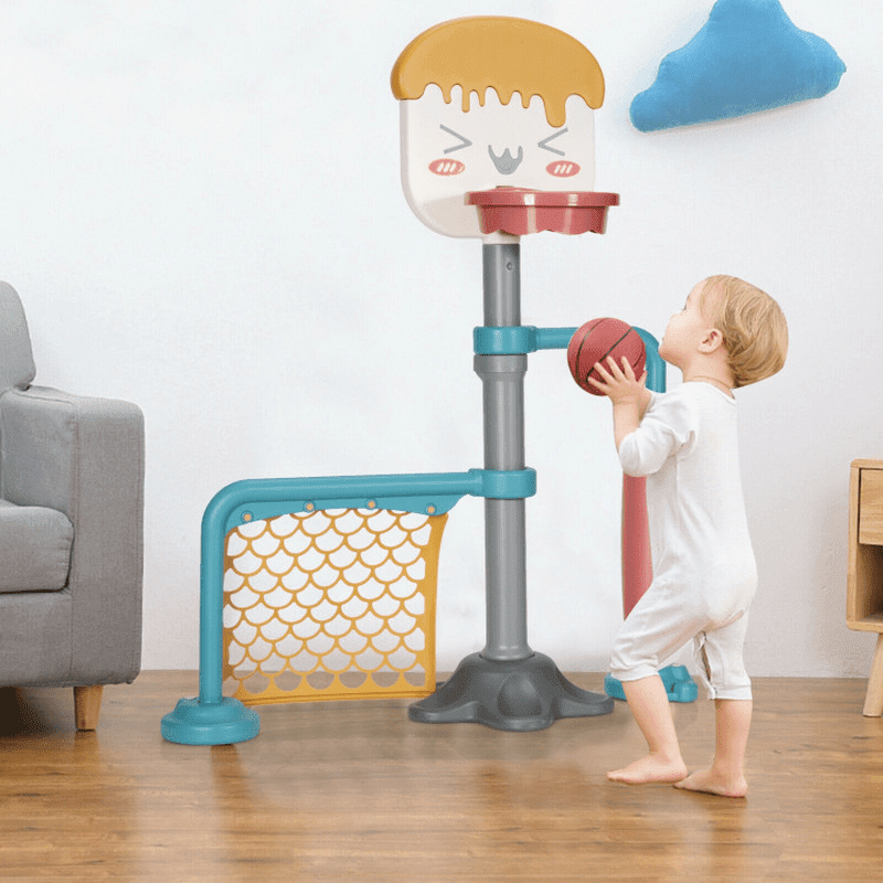 Height Adjustable 3-in-1 Basketball Stand Set with Soccer and Roller Features - Image 1