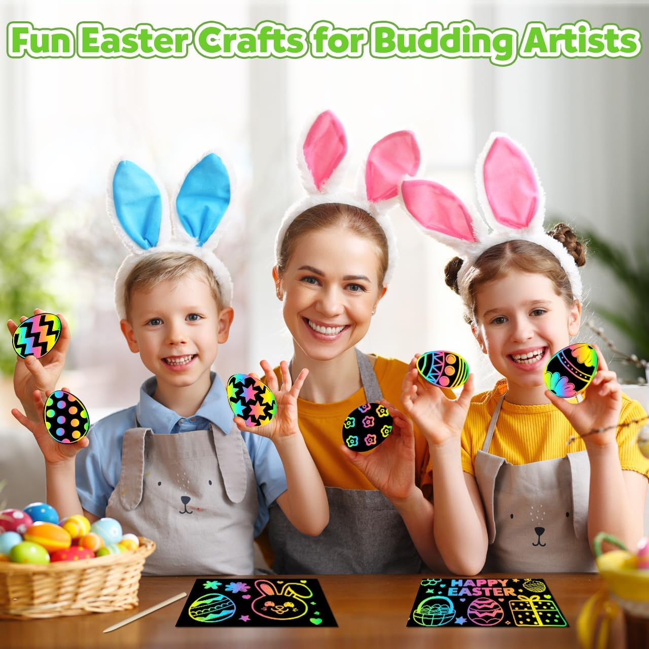 Rainbow Scratch Paper Art Set - 60PCS Creative Gifts for Kids Ages 4-12, Perfect for Easter Baskets and Birthday Fun (Pink) - Image 1