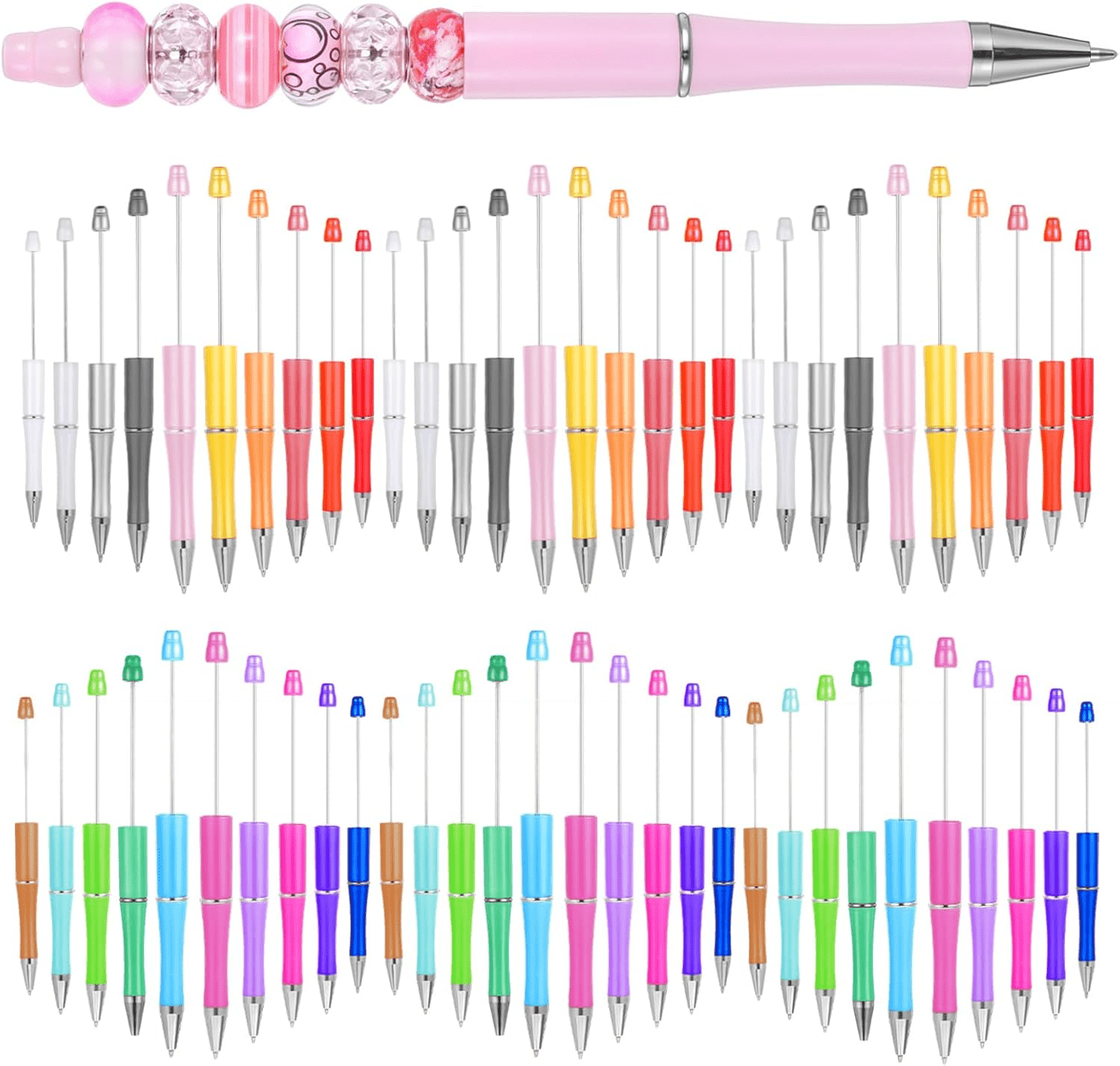 60PCS Colorful DIY Beadable Ballpoint Pens - Fun Black Ink Pens for Kids, Students, and Teachers - Perfect for Creative Graduation Gifts and Office Supplies - Image 1