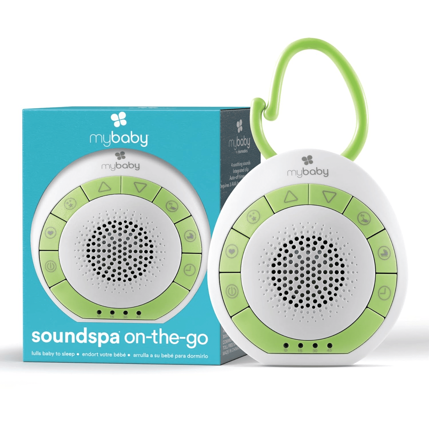 Portable White Noise Sound Machine - 4 Soothing Sounds, Integrated Clip, Perfect for Nursery & Travel, Ideal for Baby Registry - Image 1