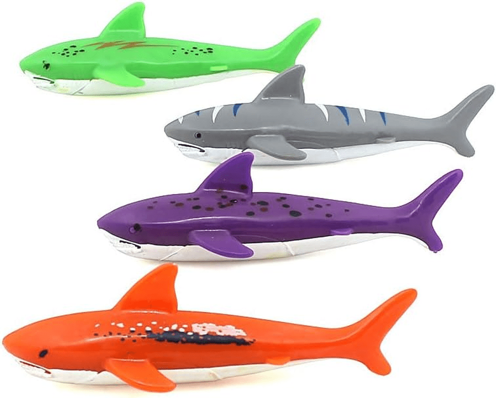 Dive into Fun with  4-Pack Underwater Diving Torpedo Sharks - Perfect Pool Toy for Kids! - Image 1