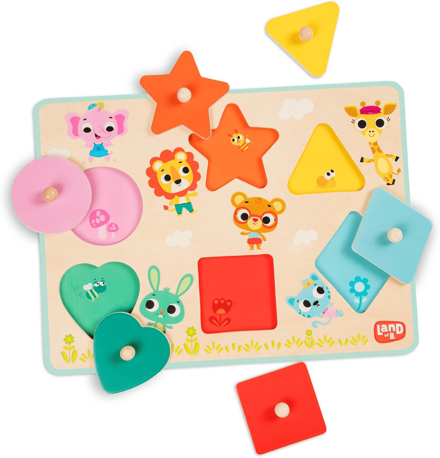 Shapely Color Puzzle – Engaging Wooden Peg Puzzle for Toddlers and Kids – Learn Shapes, Colors, and Animals – Perfect for Ages 18 Months and Up - Image 1