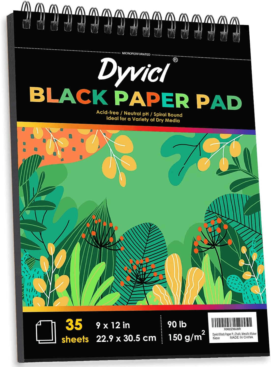 8be8375309cd5ab0c3c501c753bc9c5b.png 9"x12" Black Paper Sketchbook - 90 lb/150 GSM, 35 Sheets - Perfect for Pencil, Pastel, Charcoal, and More! - Image 1