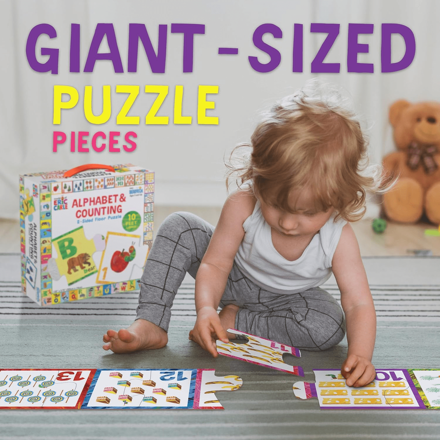 Eric Carle ABC 123 Double-Sided Floor Puzzle - Fun Preschool Learning Inspired by The Very Hungry Caterpillar! - Image 1