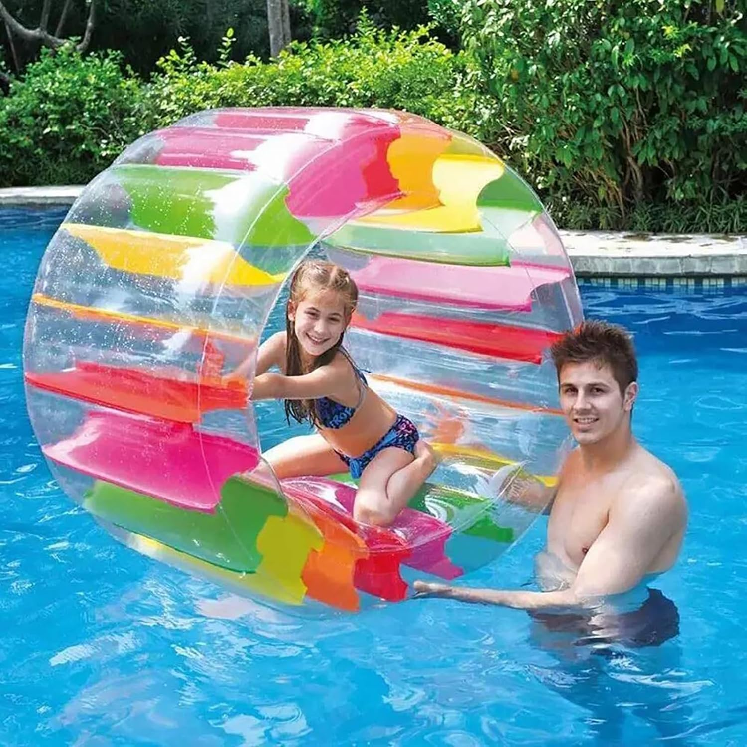 40'' Colorful Inflatable Roller Float - Fun Water Wheel Toy for Kids and Adults in the Pool! - Image 1