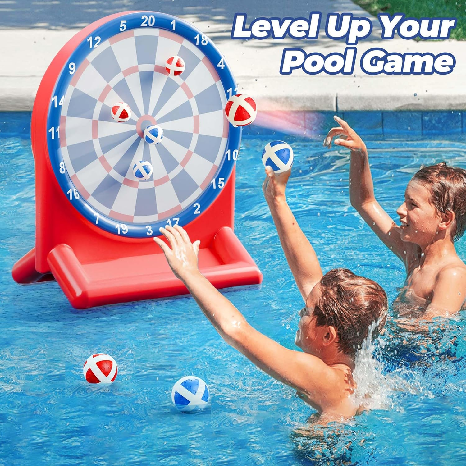 b1455c57762e5baf14f7d6fd710b5d0a.png Inflatable Dart Board Pool Toy - Fun Water Games for Kids & Teens, Perfect for Summer Parties & Outdoor Play - Ideal Gift for Ages 6-12, Red - Image 1