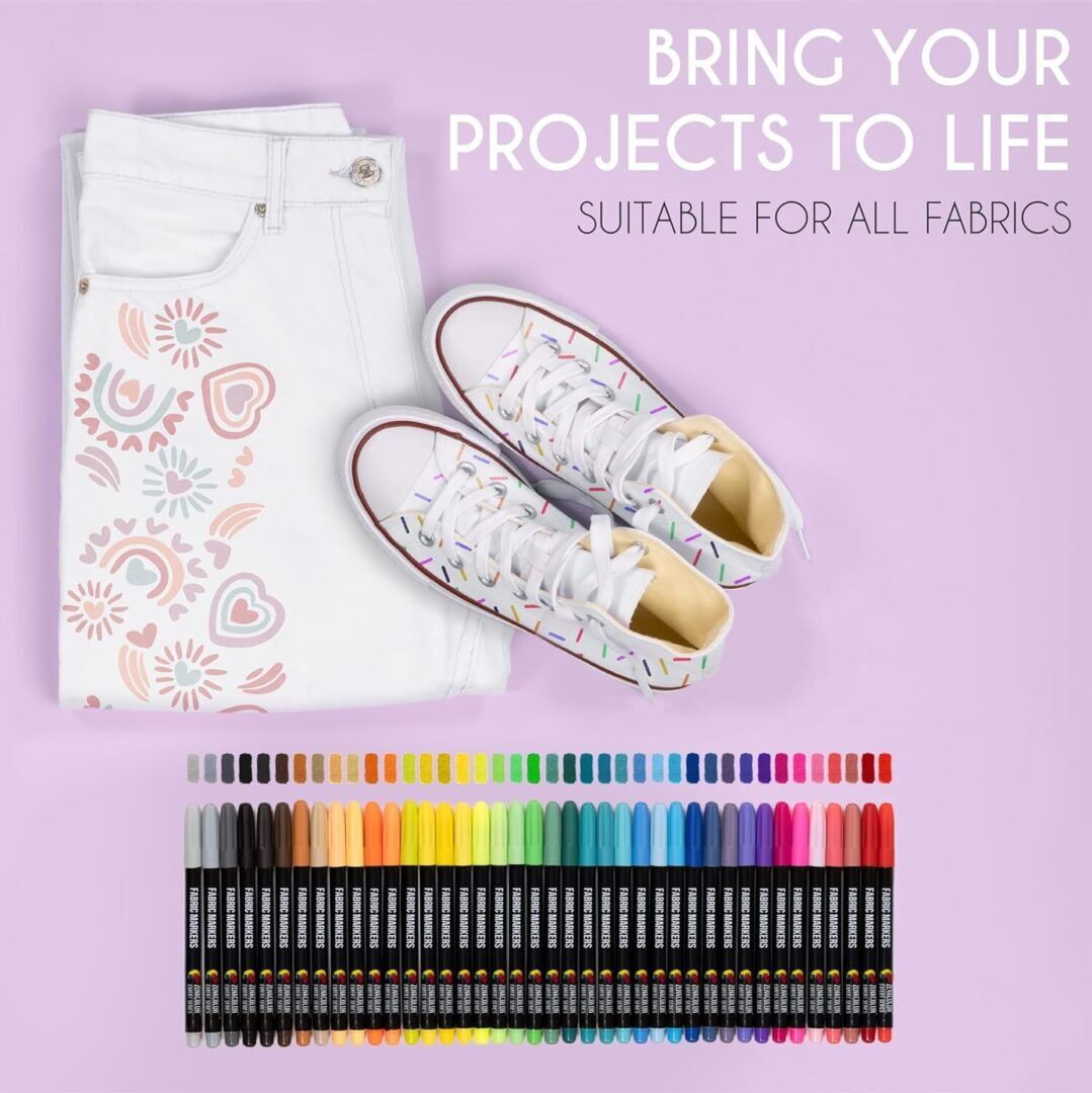 40 Premium Fabric Markers Set - Non-Toxic, Permanent, Fine Point Textile Pens for Creative Designs - Image 1