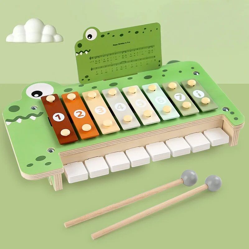 Wooden Crocodile Piano - Educational Musical Percussion Toy for Infants and Preschoolers - Image 1
