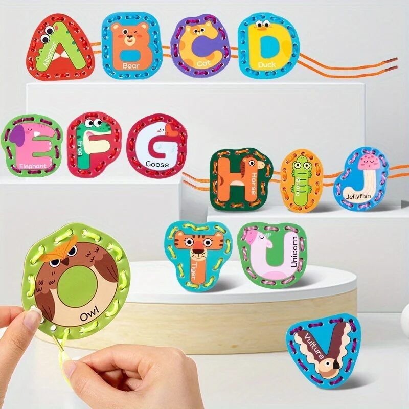 Animal Alphabet Stringing Game for Early Childhood Education - Enhancing Letter Recognition and Fine Motor Skills Through Engaging Play - Image 1