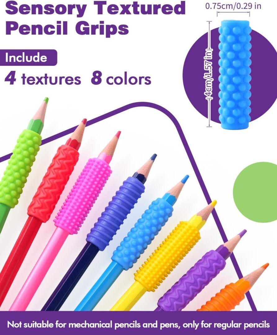 Ultimate 24 Pack Sensory Fidget Toys - Textured Silicone Pencil Grips for Kids & Adults, Perfect for Autism & ADHD Anxiety Relief in Classrooms! - Image 1
