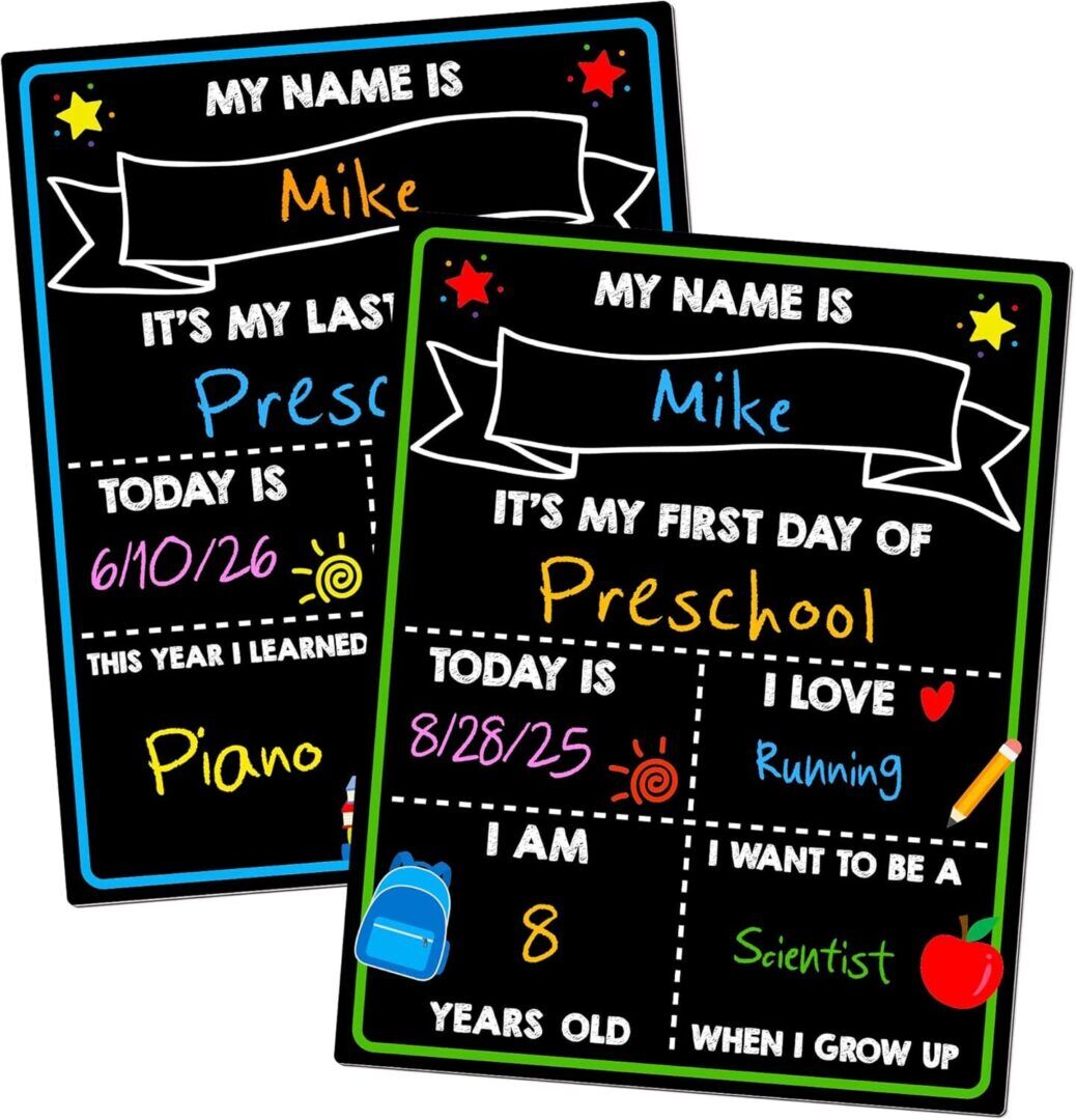 Reusable First Day of School Chalkboard Sign - Beautiful Double-Sided 14x11 Board for Kids - Perfect Back to School Keepsake! - Image 1