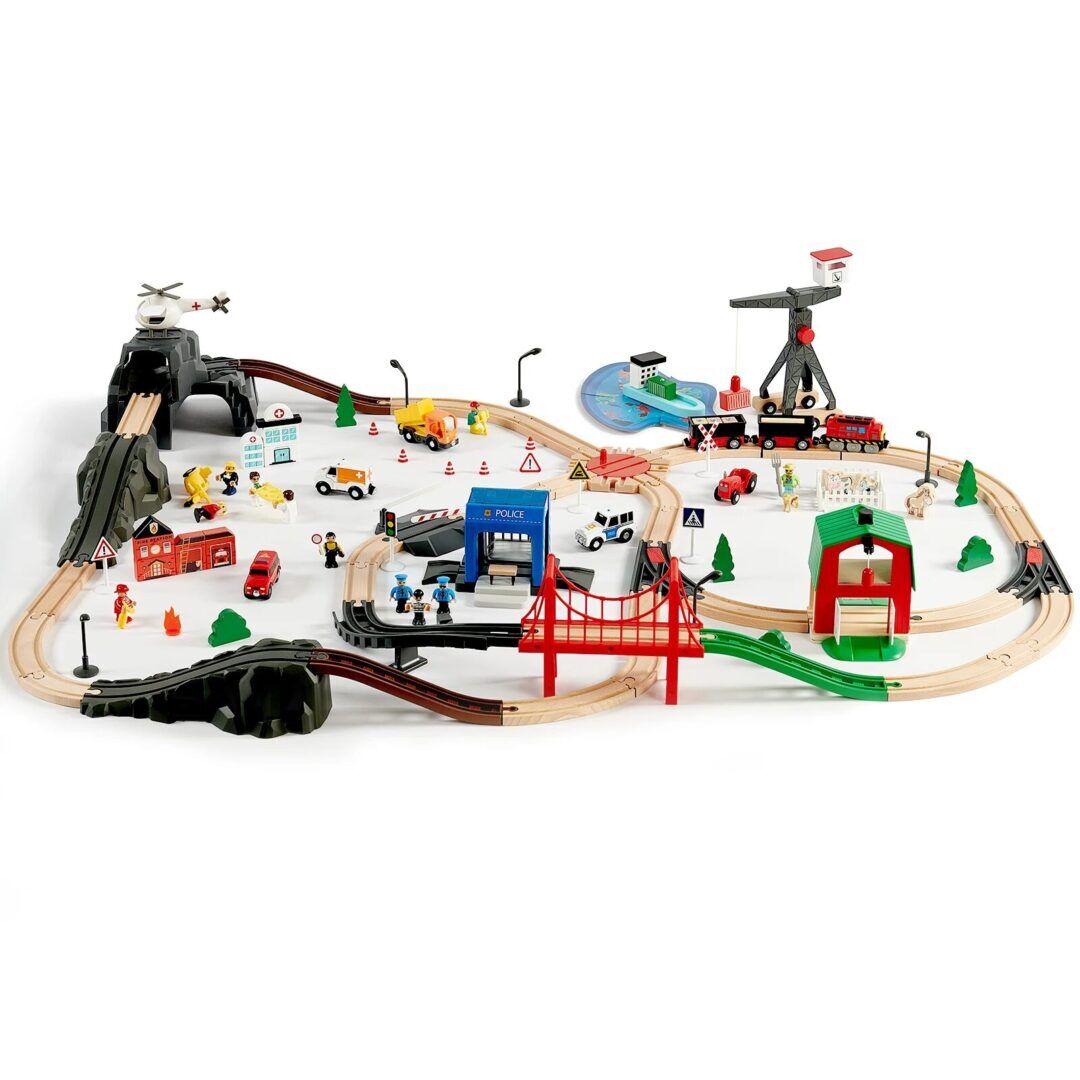 153-Piece Wooden Train Set for Children - Image 1