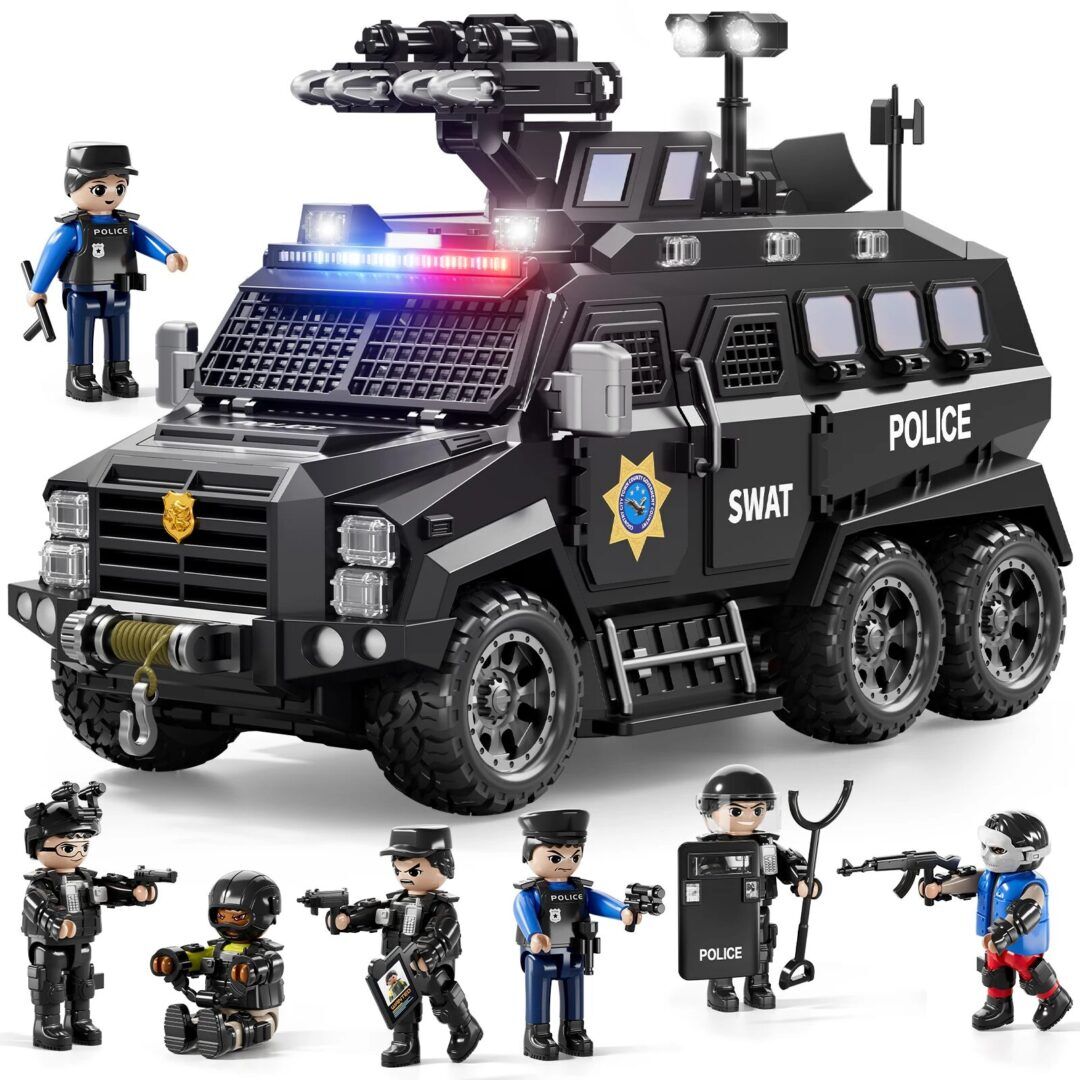 Police-Themed Armored Off-Road Vehicle Toy with Sound and Light Features for Children - Image 1