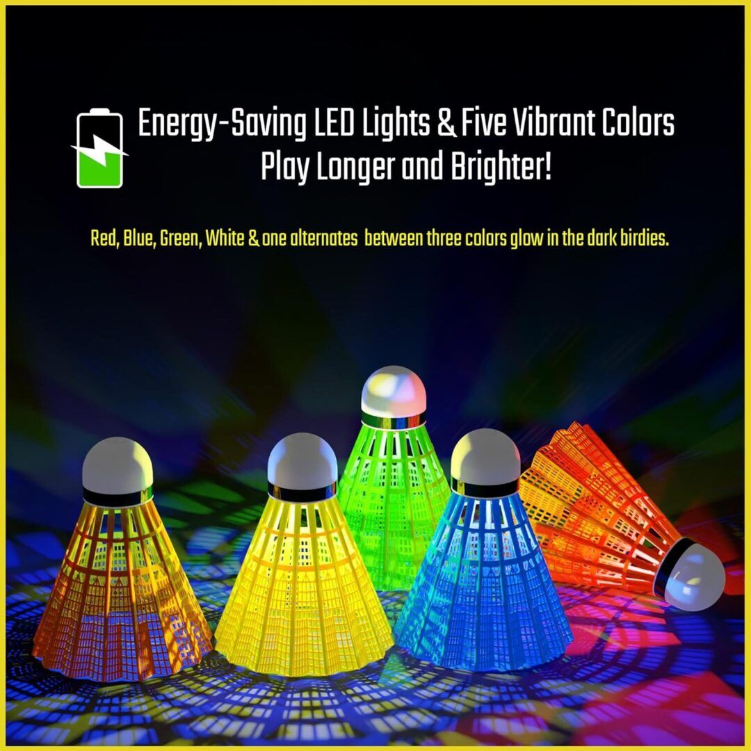 LED Badminton Shuttlecocks - Glow in the Dark Birdies for Ultimate Indoor & Outdoor Fun, Available in 5 or 11 Pack - Image 1
