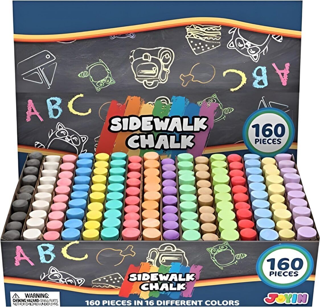 Vibrant 160 PCS Jumbo Sidewalk Chalk Set - Non-Toxic & Washable for Endless Outdoor Fun! Perfect for Chalkboards, Blackboards, and Playgrounds! - Image 1