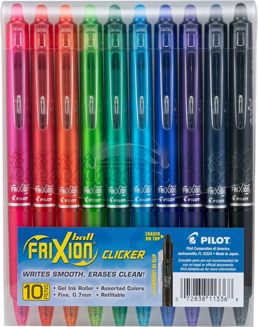 Frixion Erasable Gel Pens - 0.7mm Fine Point, Set of 10 Vibrant Colors - Image 1