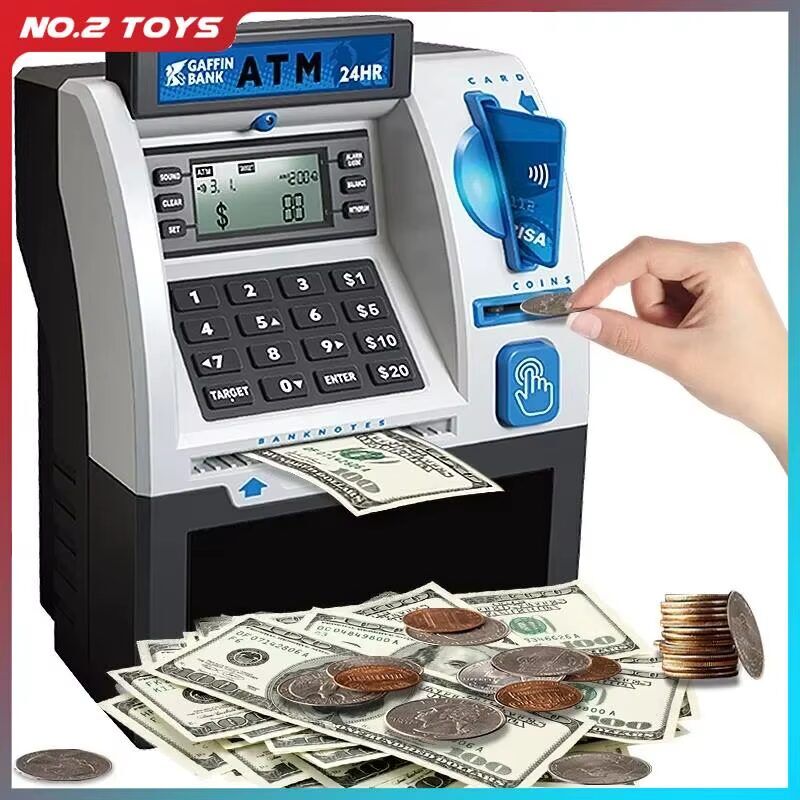 Children's Smart ATM Piggy Bank with Credit Card Functionality and Automatic Coin Counting - Secure Money Storage Toy Gift - Image 1